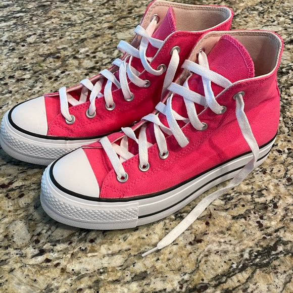 🩷Pink Platform High top Converse 8.5Like new condition. All star Lift. - Picture 2 of 8